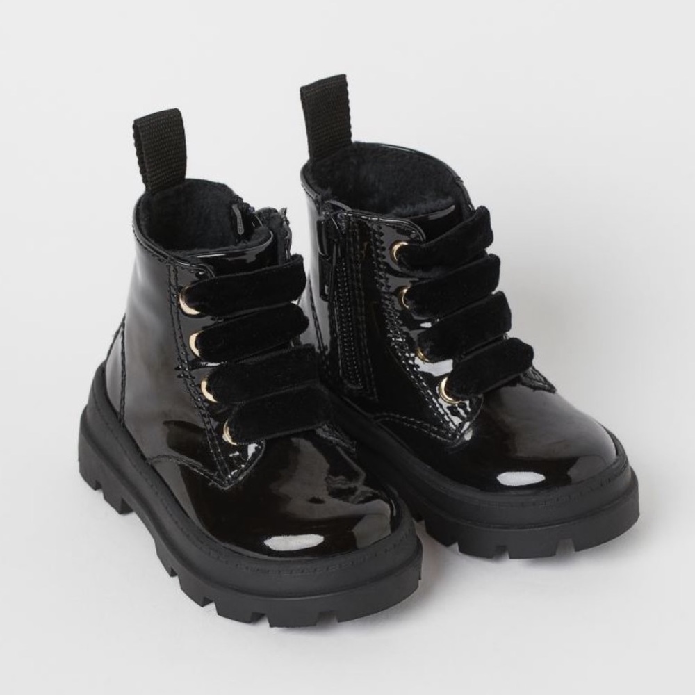 H&M Black Patent Leather Boots
